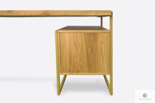 Design desk of solid oak wood with metal legs GERDA