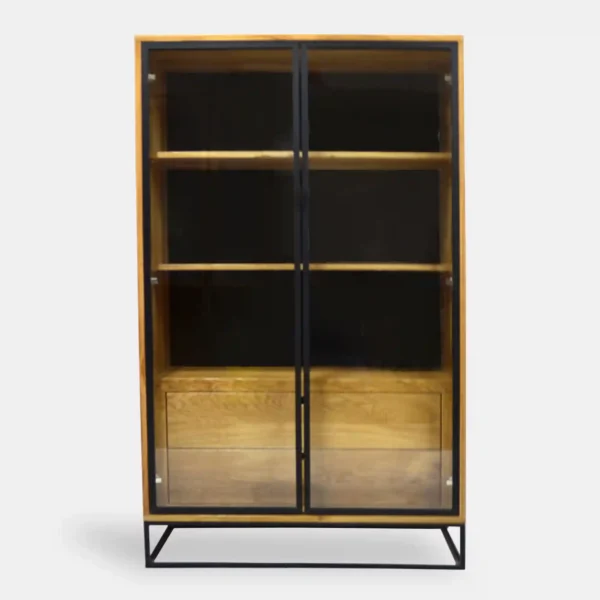 Industrialna witryna loft dębowa do salonu gabinetu MERIS