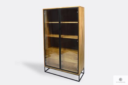 Industrial display cabinet of solid wood steel glass MERIS