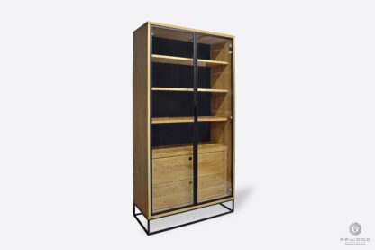 Modern wooden display cabinet with shelves drawers MERIS