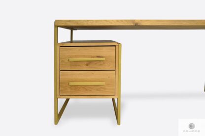 Modern desk of oak wood with metal legs GERDA