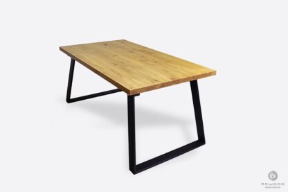 Loft industrial oak table on metal legs with extension plates to dining room CALLA II
