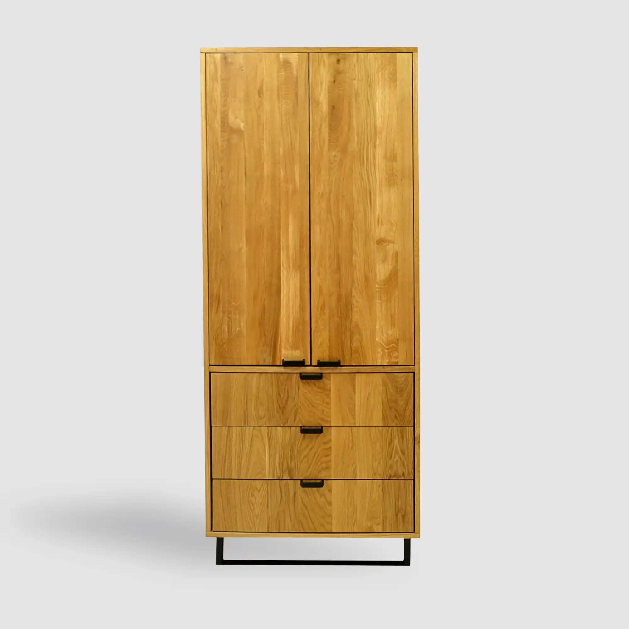 Oak two-door wardrobe with drawers for the bedroom HUGON