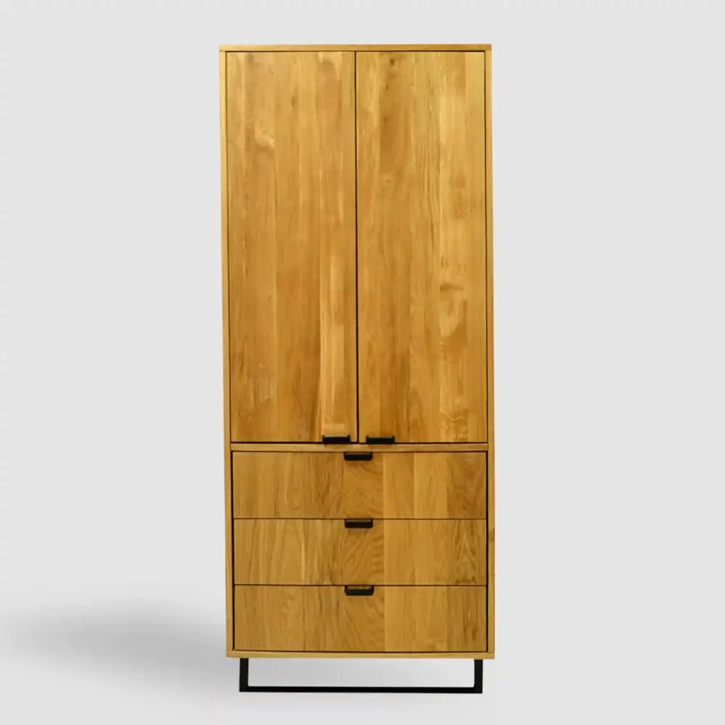 Dębowa szafa dwudrzwiowa z szufladami do sypialni HUGON