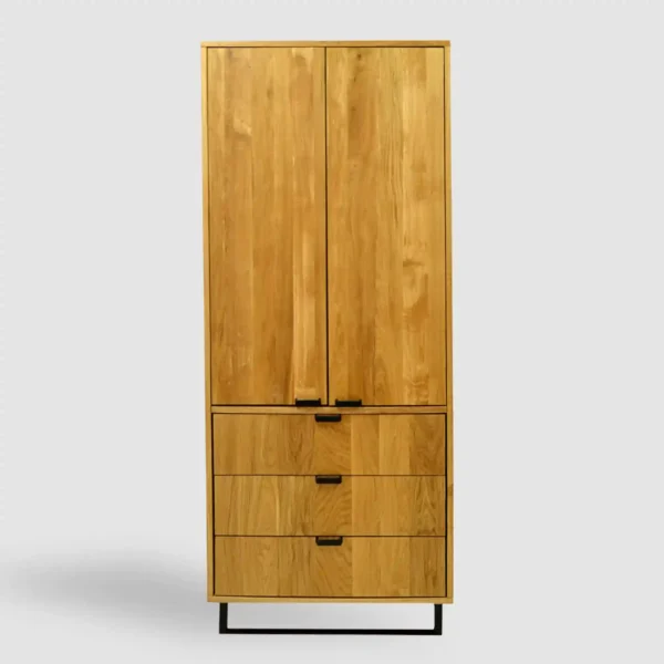 Dębowa szafa dwudrzwiowa z szufladami do sypialni HUGON