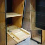 Barek dębowy ze szklanymi półkami DELIO