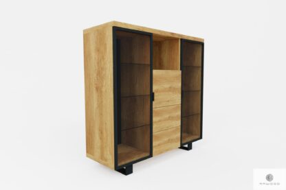 Wooden bar cabinet for alcohol and glasses DELIO
