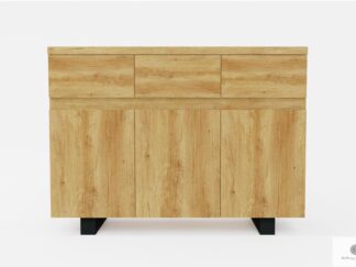Oak chest of drawers of solid wood and metal to living room DELIO