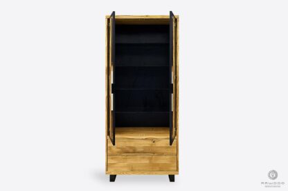 Oak loft display cabinet with drawers glass shelves to office DELIO