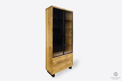 Large oak display cabinet in industrial style to living room dining room DELIO