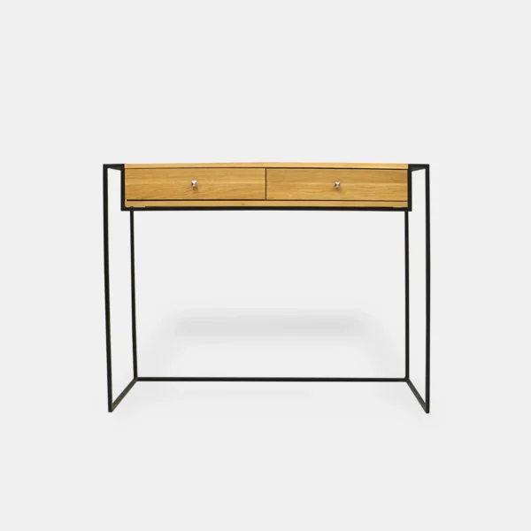 Oak industrial loft console with drawers KING