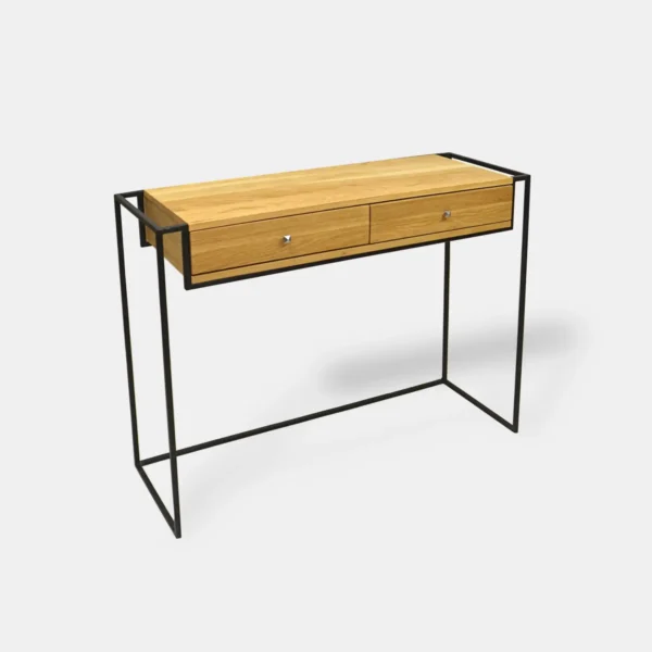 Oak industrial loft console with drawers KING