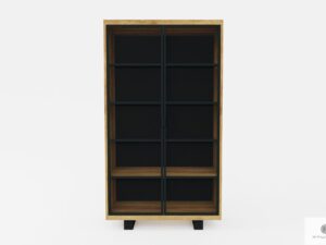 Modern oak display cabinet with shelves and glass doors DELIO II