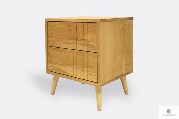 Stylish nightstand of solid wood with drawers to bedroom NESS