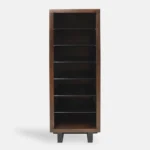 Regał dębowy ze szklanymi półkami MOCCA