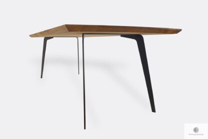 Industrial oak table with black metal legs to dining room VITA II