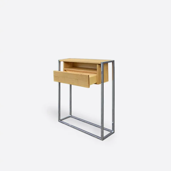 Oak console with drawer on metal legs KiNG