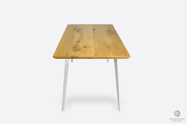Modern table with oak tabletop white steel legs VITA II