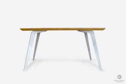 Oak table with white metal legs to dining room VITA II