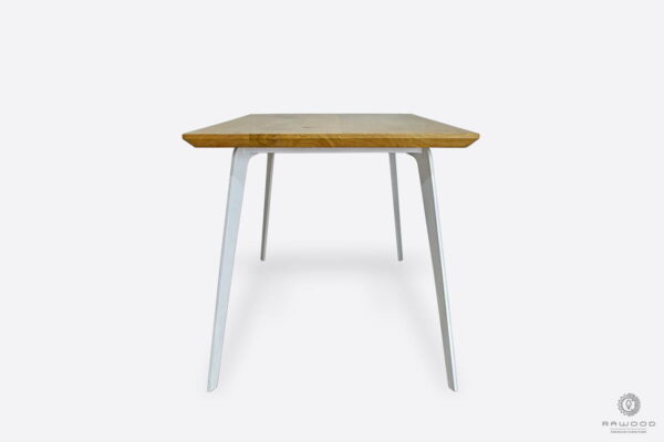 Table with wooden tabletop and white metal legs for size to living room VITA II