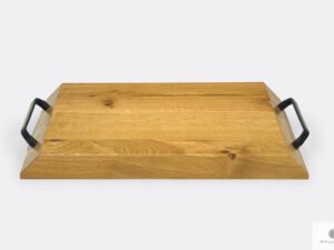Oak serving tray with handles