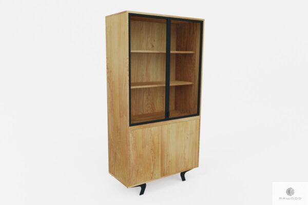 Industrial oak display cabinet with shelves to living room office VITA