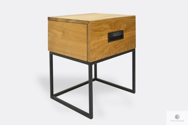 Industrial wooden bedside table with drawers to bedroom WALT II