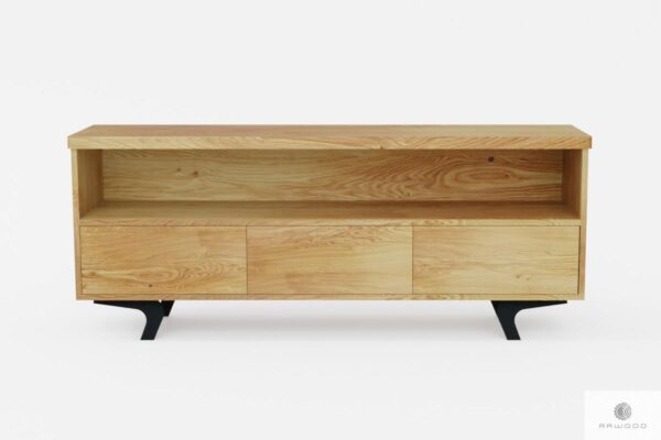 Industrial oak TV cabinet with drawers on metal legs VITA