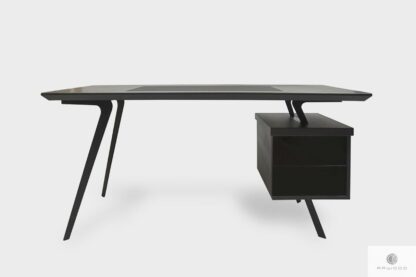 Design black oak desk on metal legs for office VITA