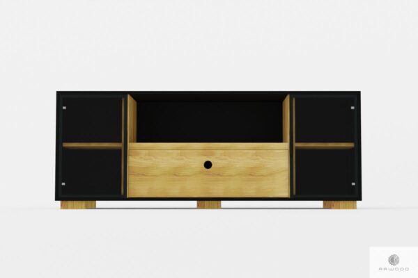 Modern TV cabinet with shelves of solid wood to living room CARLA