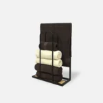 Stojak na ręczniki z drewna i metalu