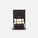 Stojak na ręczniki z drewna i metalu