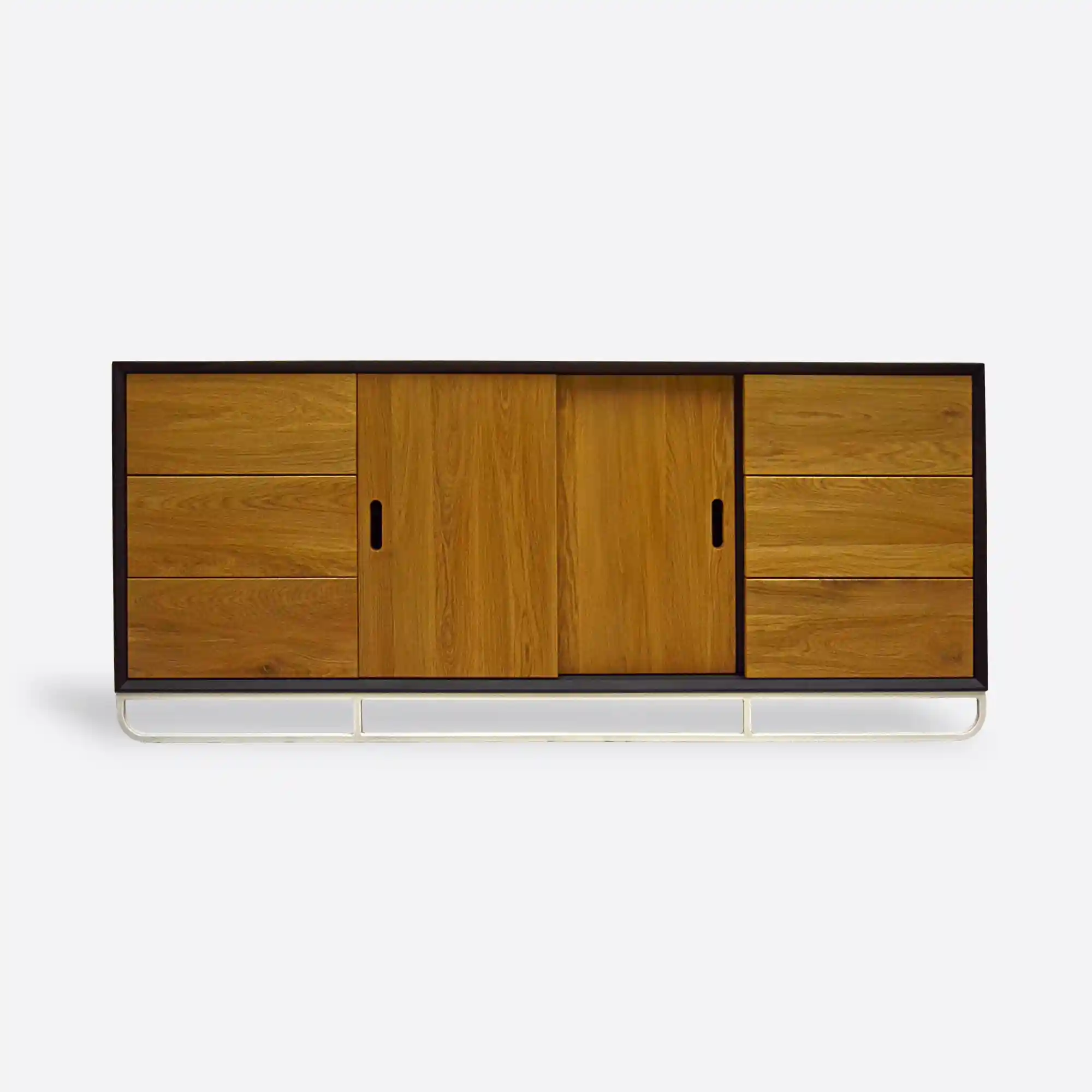 nowoczesna-szafka-rtv-na-metalowych-nogach-denis (1) Oak TV cabinet with drawers modern DENIS II