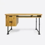 Industrialne dębowe biurko na metalowych nogach loft -DENAR I