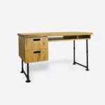 Industrialne dębowe biurko na metalowych nogach loft -DENAR I