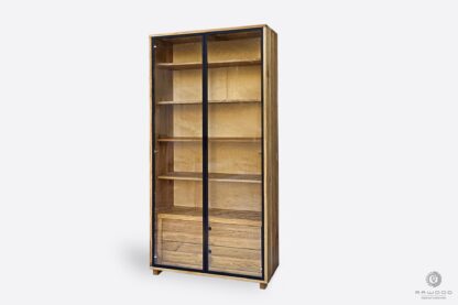 Wooden display cabinet with glass fronts in metal frame MERIS I