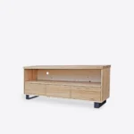 Loft oak TV cabinet with drawers on metal legs DELIO I - Image 10