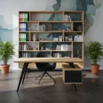 Modern desk of oak wood on metal legs to office VITA II - Image 5