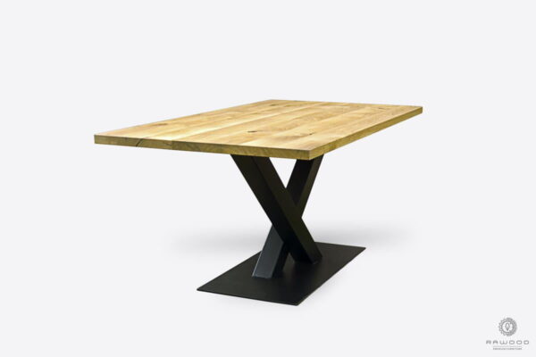 Oak table on metal base for order to dining room VENTO