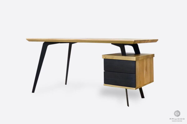 Design wooden oak desk with drawers in industrial style to office VITA II