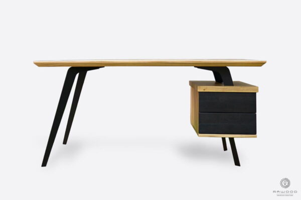 Modern desk of oak wood on metal legs to office VITA II