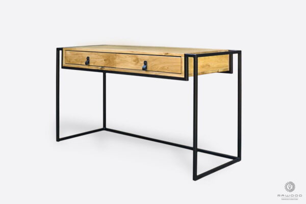 Wooden desk in industrial style with metal legs to office KING