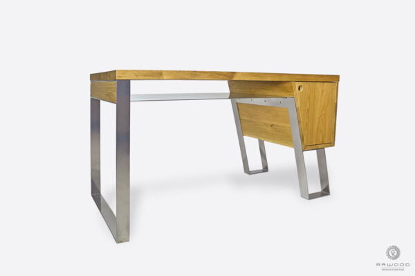 Modern desk of solid wood on metal legs BORA sale