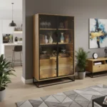 dębowa witryna MERIS II 2 szuflady