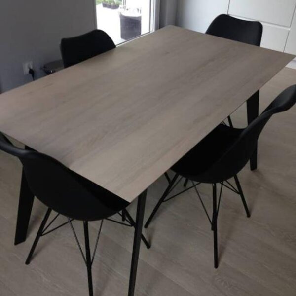 Stół dębowy z dostawkami na metalowych nogach CORTEZ