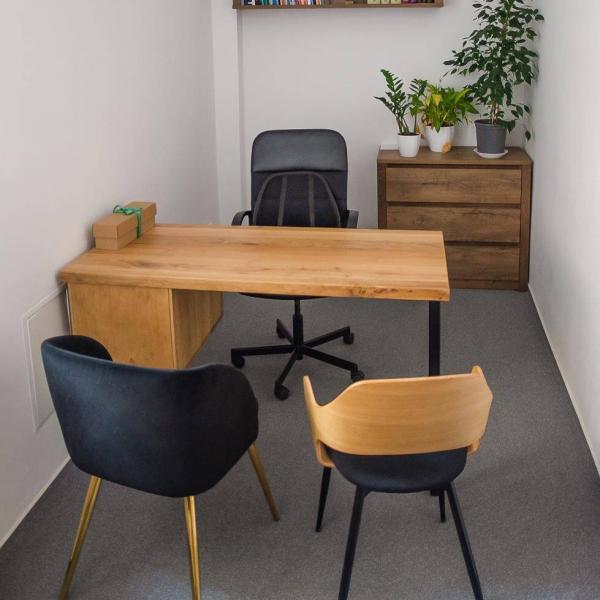 Biurko dębowe z szufladami metalowymi nogami solidne naturalne biurko z dębowego drewna MARLON