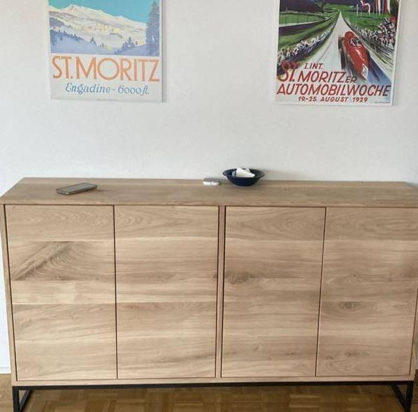 Dębowa duża komoda z szafkami do jadalni na wymiar MERIS