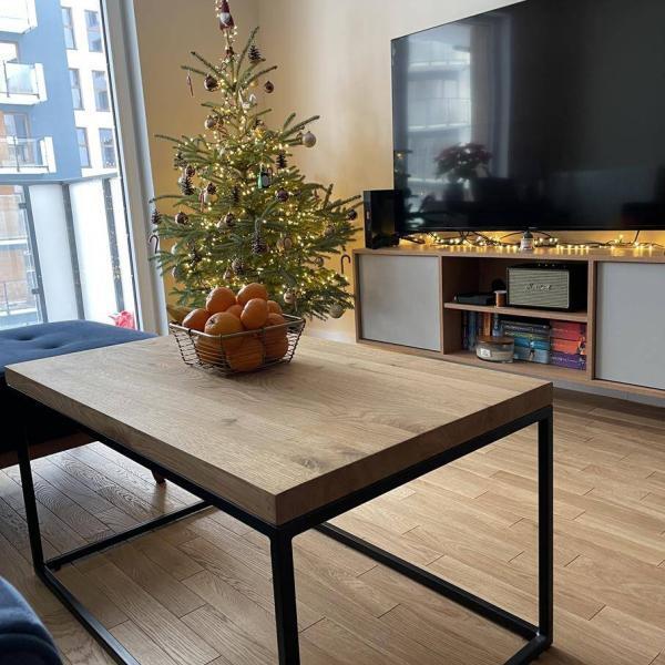 Ława drewniana metalowa na wymiar do salonu producent mebli warszawa