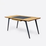 Biurko nowoczesne z szufladą i skórzaną wstawką VITA III