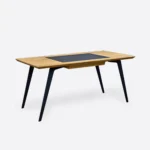 Biurko nowoczesne z szufladą i skórzaną wstawką VITA III